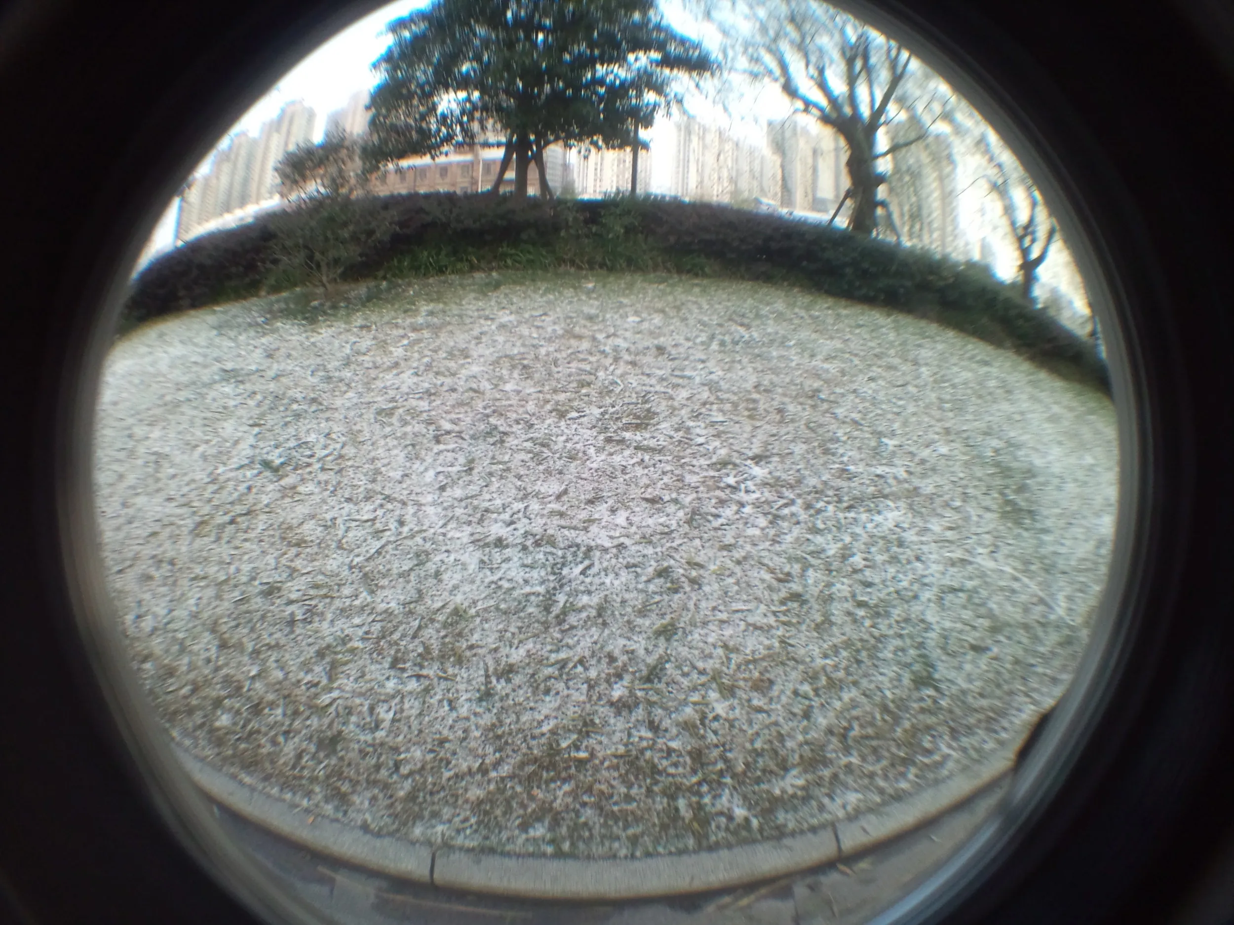 ユース前で雪が積もる