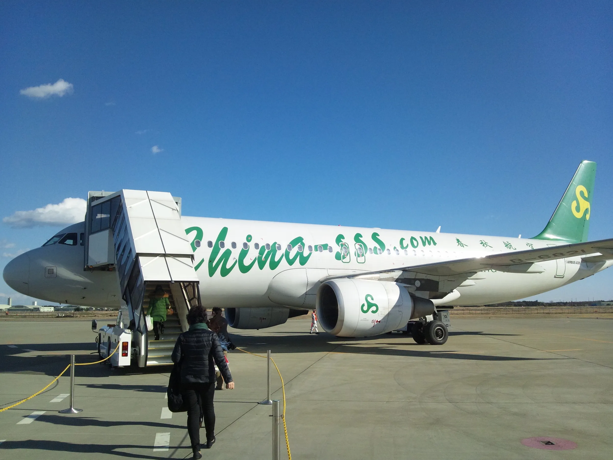 茨城空港で春秋航空の航空機に搭乗