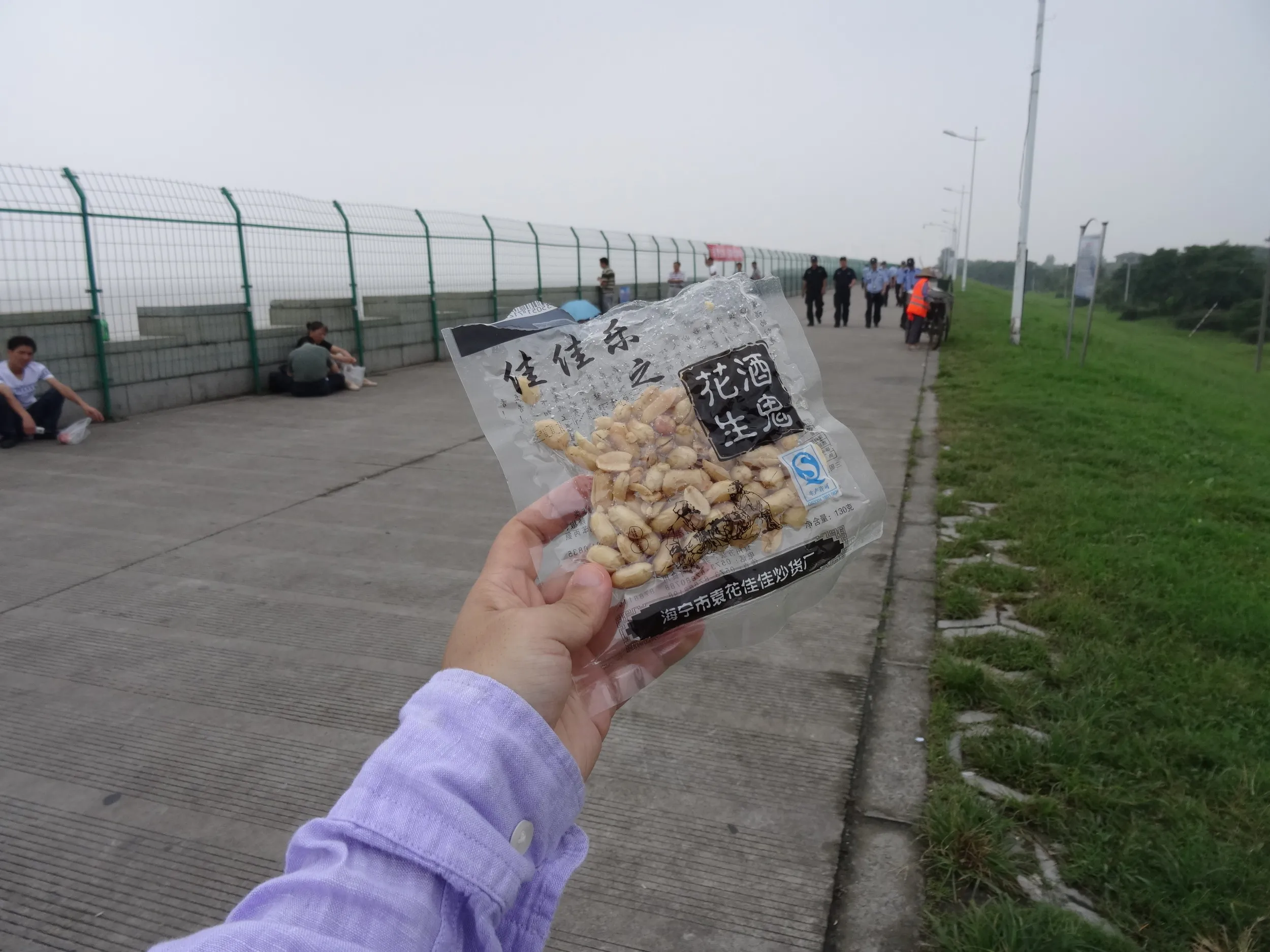 堤防と銭塘江の風景