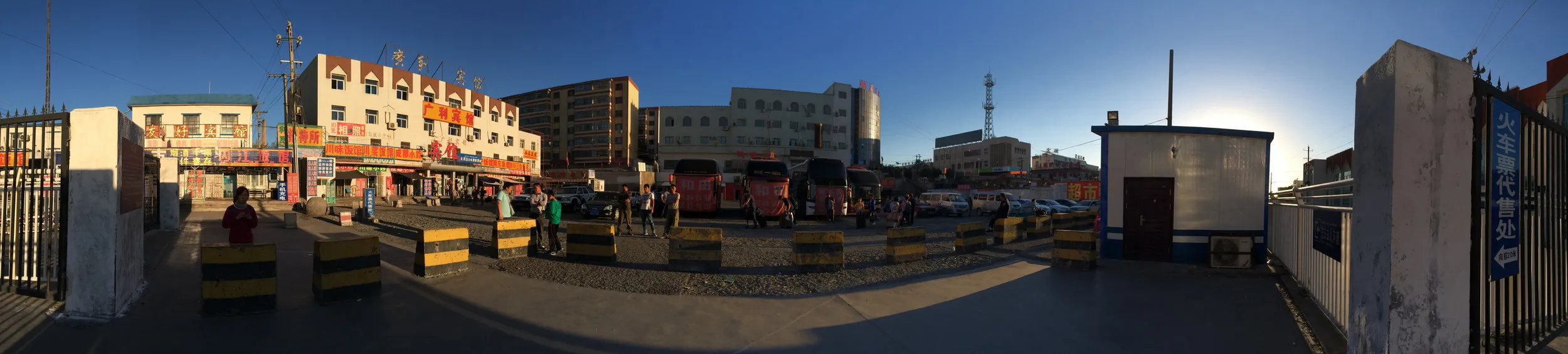 大河沿鎮の風景をパノラマ撮影