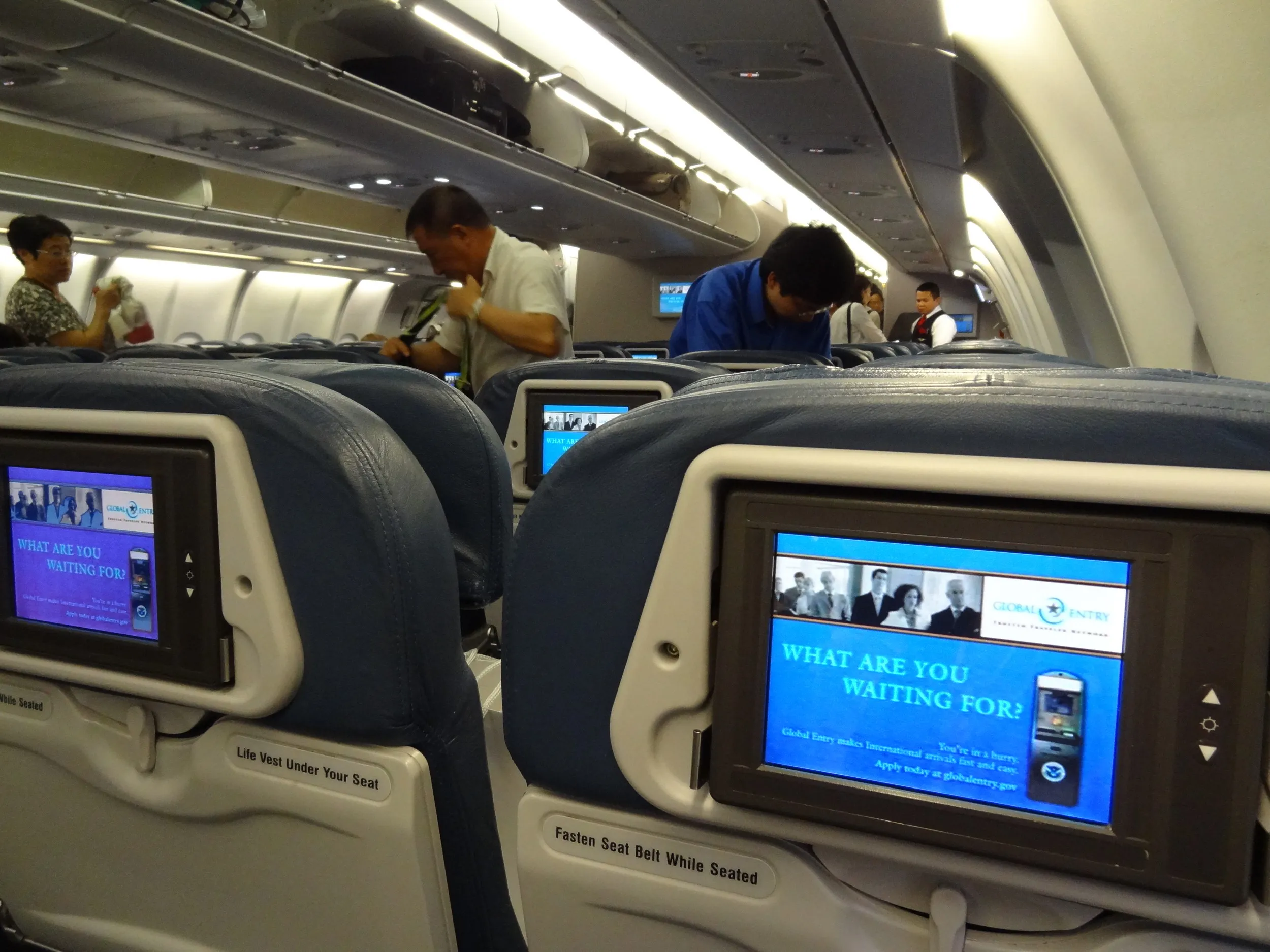 デルタ航空の機内