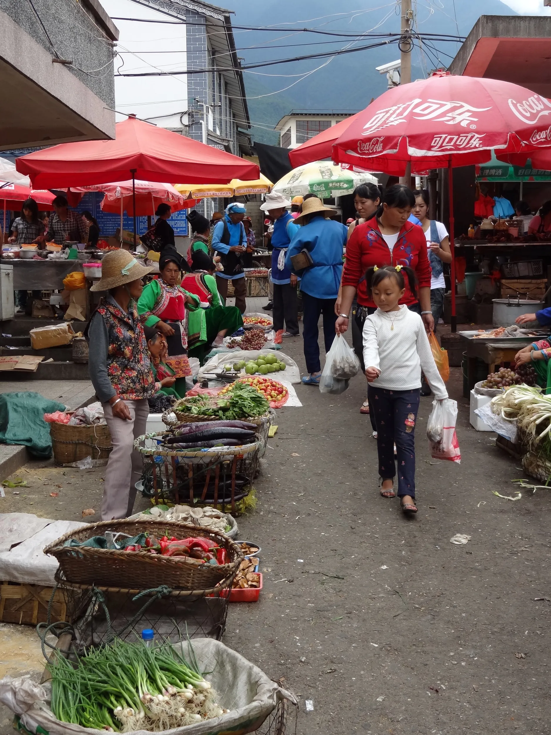 大理古城集貿市場という市場の風景