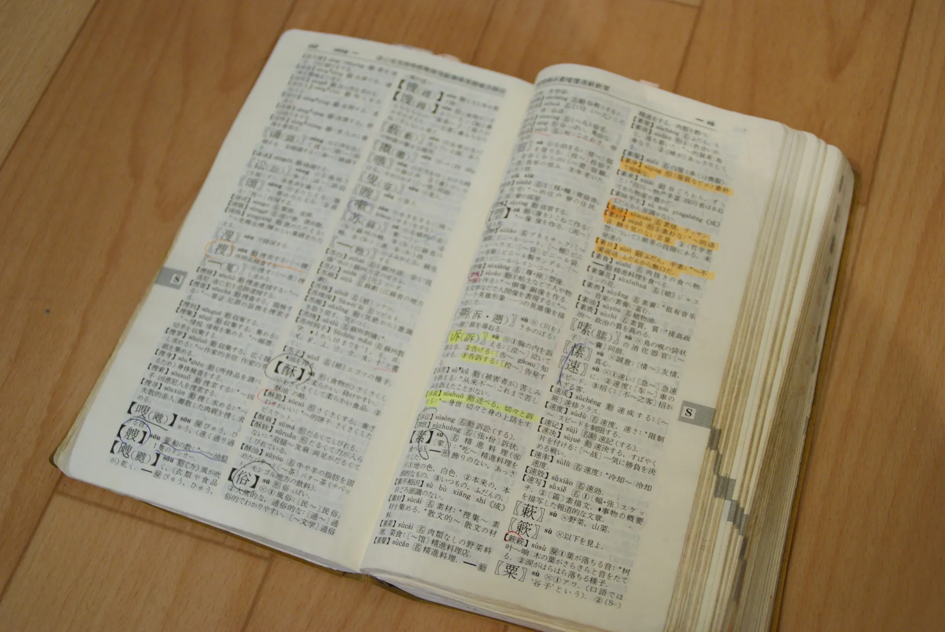 中国語の辞書。すごく使い込んでます